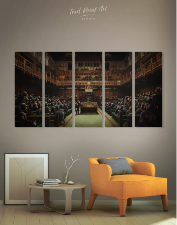 5 Panels Banksy Devolved Parliament Canvas Wall Art