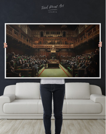 Framed Banksy Devolved Parliament Canvas Wall Art - image 3