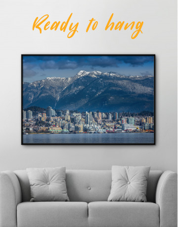 Framed Vancouver North Shore Mountains Canvas Wall Art