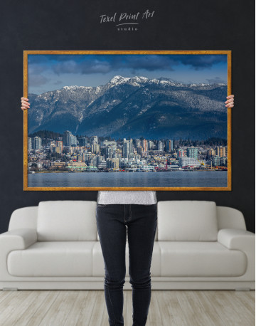Framed Vancouver North Shore Mountains Canvas Wall Art - image 1