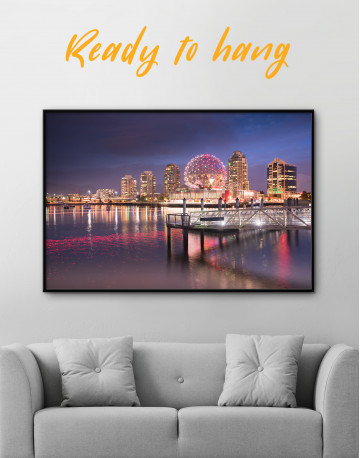Framed Science World Museum Vancouver Cityscape Canvas Wall Art