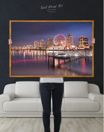 Framed Science World Museum Vancouver Cityscape Canvas Wall Art - image 4