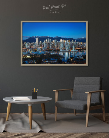 Framed Beautiful British Columbia Vancouver Cityscape Canvas Wall Art - image 3
