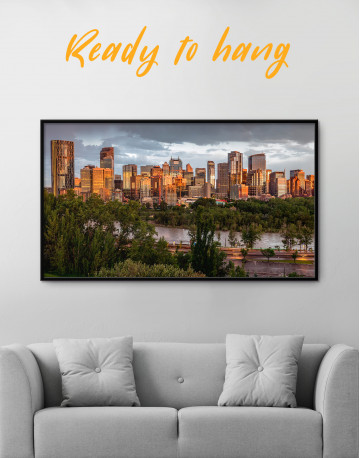 Framed The City of Calgary cityscape Canvas Wall Art