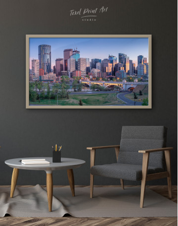 Framed Eau Claire Park Calgary Skyline Canvas Wall Art - image 2