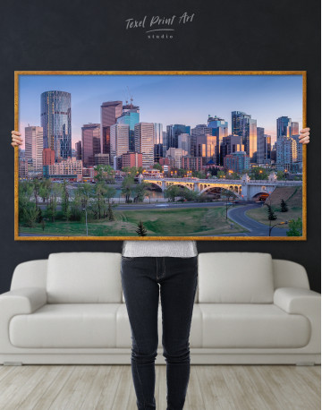 Framed Eau Claire Park Calgary Skyline Canvas Wall Art - image 3