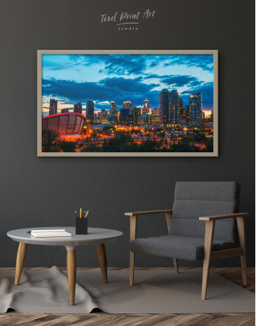 Framed Calgary Cityscape At Enmax Park Canvas Wall Art - image 3