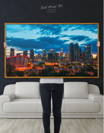 Framed Calgary Cityscape At Enmax Park Canvas Wall Art - image 4