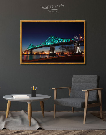 Framed Jacques Cartier Bridge Illumination in Montreal Canvas Wall Art - image 3