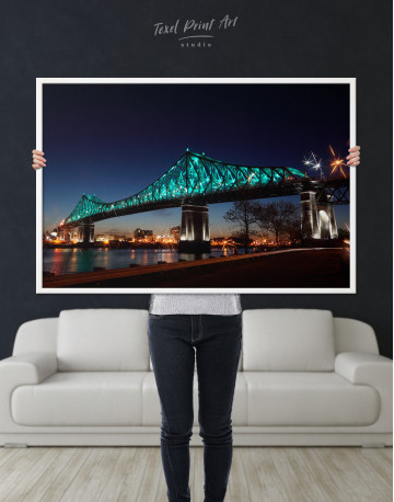 Framed Jacques Cartier Bridge Illumination in Montreal Canvas Wall Art - image 4