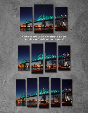 Jacques Cartier Bridge Illumination in Montreal Canvas Wall Art - image 3