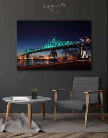 Jacques Cartier Bridge Illumination in Montreal Canvas Wall Art - image 4