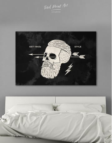 Black and White Barber Skull Canvas Wall Art - image 4