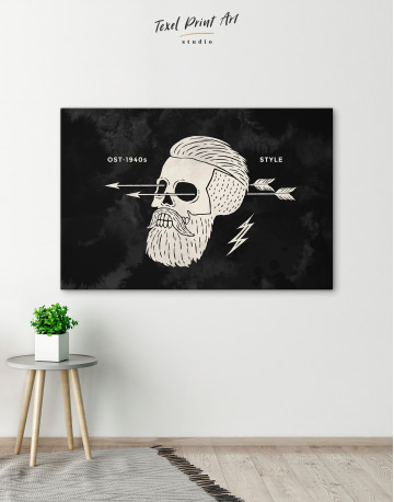Black and White Barber Skull Canvas Wall Art