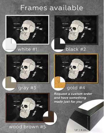 Framed Black and White Barber Skull Canvas Wall Art - image 3
