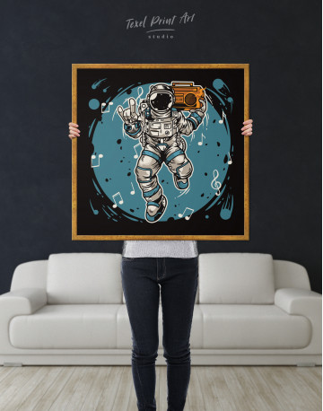 Framed Dancing Astronaut Canvas Wall Art - image 1