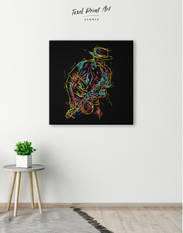 Abstract Jazz Saxophone Player Canvas Wall Art - image 3