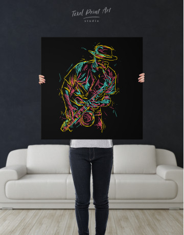 Abstract Jazz Saxophone Player Canvas Wall Art - image 2
