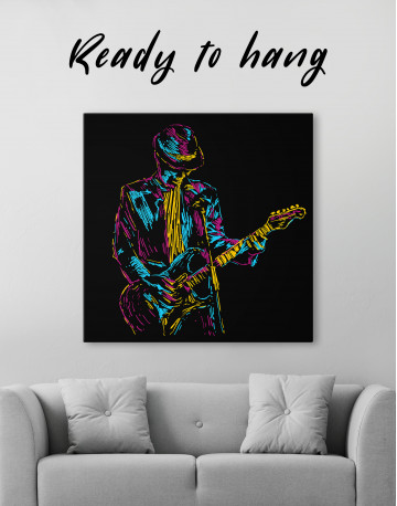 Abstract Guitar Player Canvas Wall Art