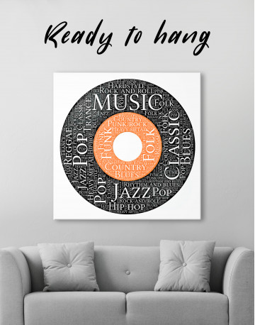 Vinyl Record With Music Styles Canvas Wall Art
