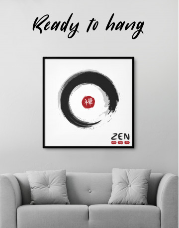 Framed Enso Zen Circle Style Canvas Wall Art