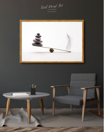 Framed Stone And Feather Balance Canvas Wall Art - image 3