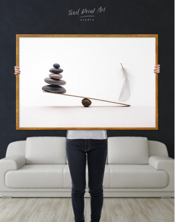 Framed Stone And Feather Balance Canvas Wall Art - image 4