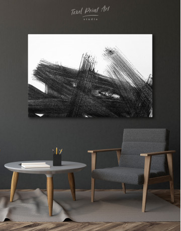Black Abstract Brush Stroke Paint Canvas Wall Art - image 4