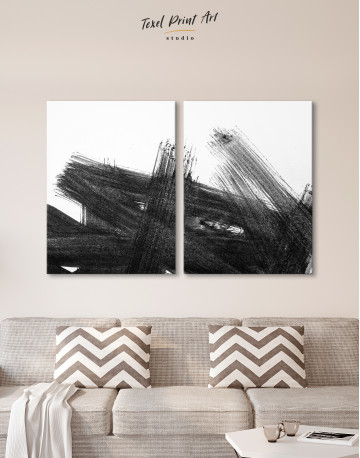 Black Abstract Brush Stroke Paint Canvas Wall Art - image 10