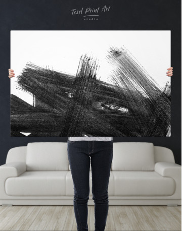 Black Abstract Brush Stroke Paint Canvas Wall Art - image 9