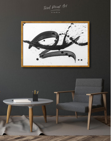 Framed Black Brush Strokes Splashes Canvas Wall Art - image 3