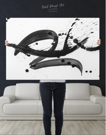 Black Brush Strokes Splashes Canvas Wall Art - image 1