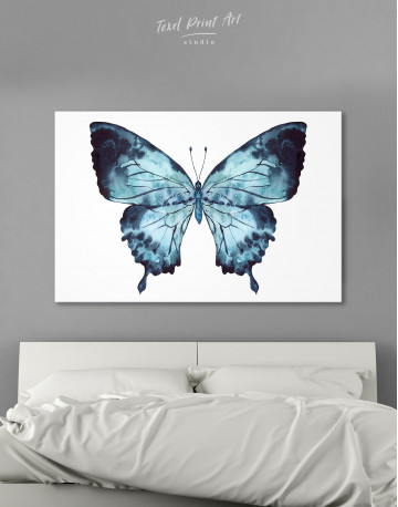 Indigo Watercolor Butterfly Canvas Wall Art
