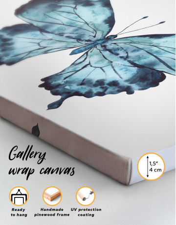Indigo Watercolor Butterfly Canvas Wall Art - image 1
