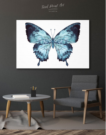 Indigo Watercolor Butterfly Canvas Wall Art - image 4