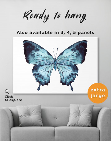 Indigo Watercolor Butterfly Canvas Wall Art - image 5