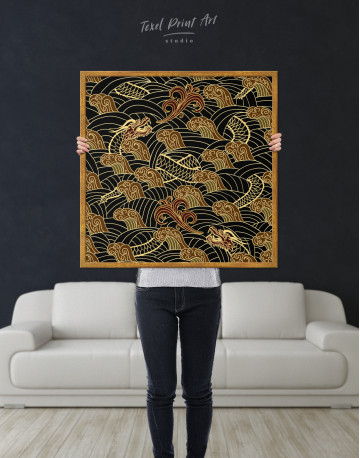 Framed Chinese Dragon Seamless Pattern Canvas Wall Art - image 1