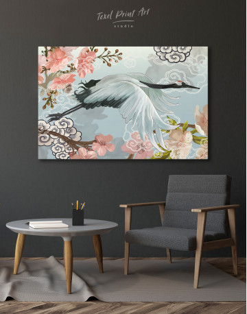 Flying Japanese Crane Canvas Wall Art - image 4