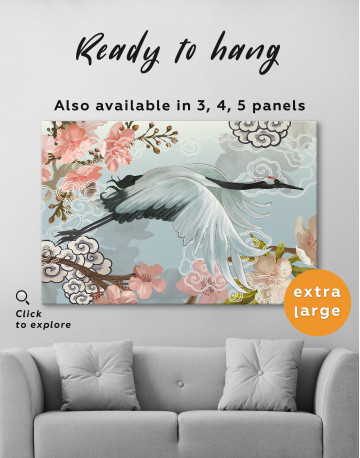 Flying Japanese Crane Canvas Wall Art - image 3