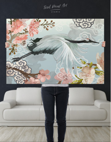 Flying Japanese Crane Canvas Wall Art - image 9