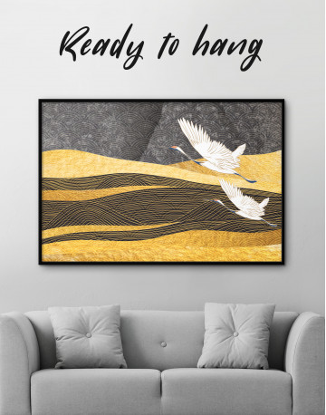 Framed Chinese Crane Painting Canvas Wall Art