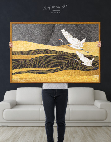 Framed Chinese Crane Painting Canvas Wall Art - image 4