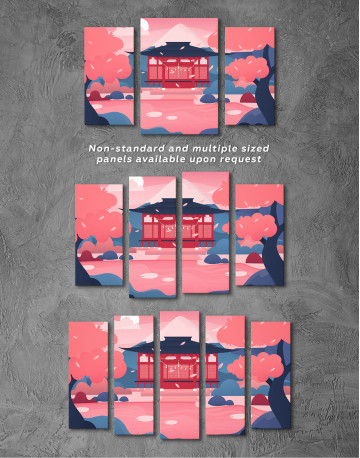 Pink Japanese Temple Canvas Wall Art - image 5