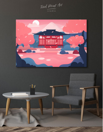Pink Japanese Temple Canvas Wall Art - image 4