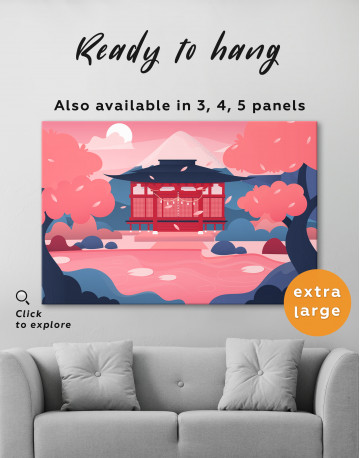 Pink Japanese Temple Canvas Wall Art - image 3