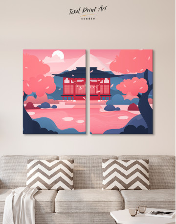 Pink Japanese Temple Canvas Wall Art - image 10