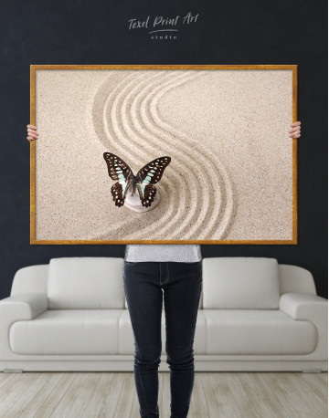 Framed Butterfly in Zen Garden Canvas Wall Art - image 4