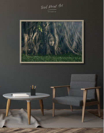 Framed Ancient Buddha in Tree Canvas Wall Art - image 3