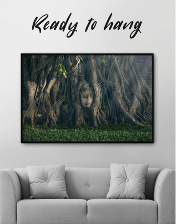 Framed Ancient Buddha in Tree Canvas Wall Art