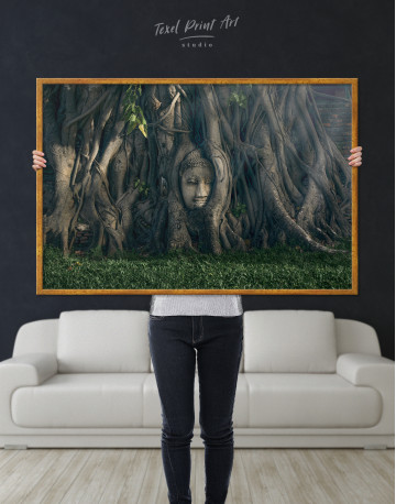 Framed Ancient Buddha in Tree Canvas Wall Art - image 4